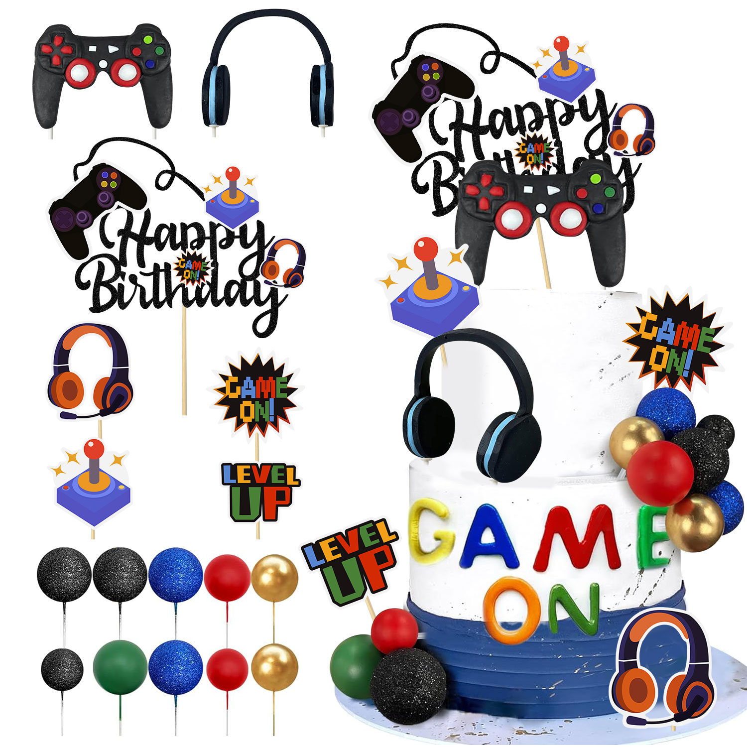 Retro Gaming Event - 17Pcs Video Retro Game Cake Toppers