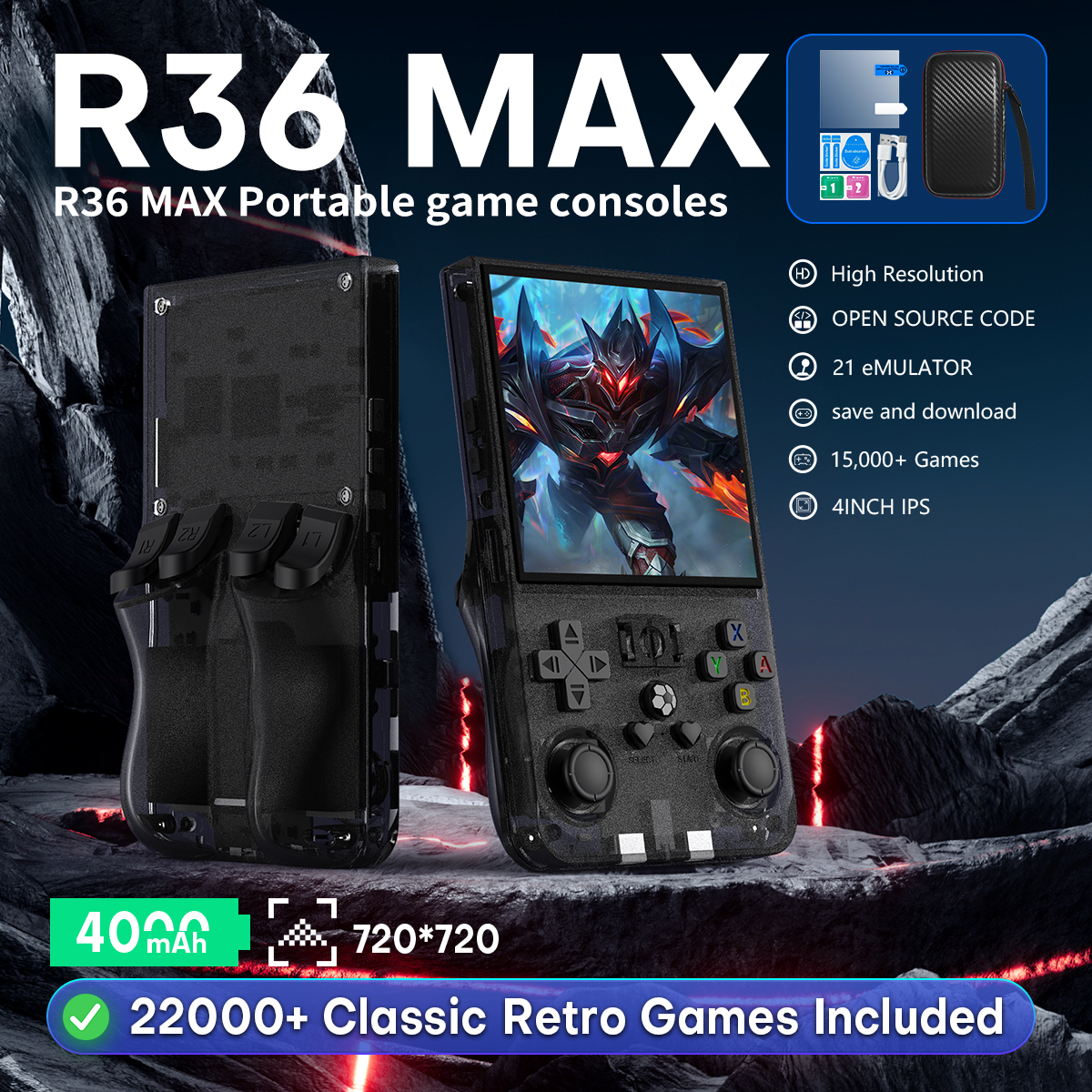 Retro Gaming Arcade Console - Open Source R36MAX Portable Video Game