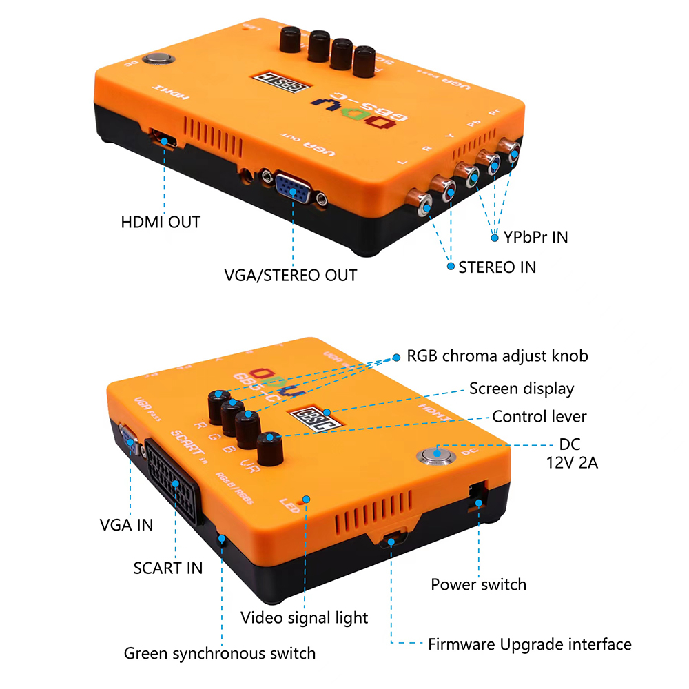 Retro Gaming Arcade Console - ODV-GBS-C Component/VGA/Scart to VGA/HDMI-Compatible Scan Converter