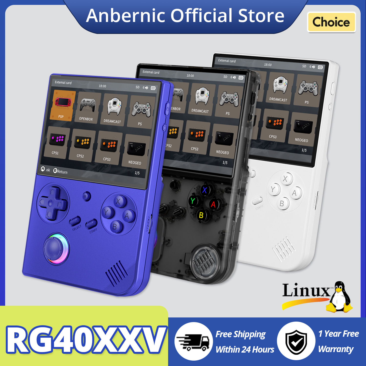 Retro Gaming Arcade Console - ANBERNIC RG40XX V Handheld Game Console