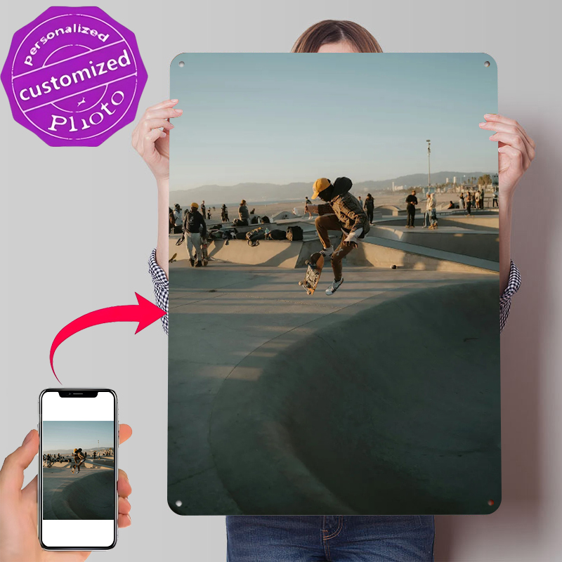 Retro Gaming At Home - Skateboarder Mid-air At Sunset Tin Poster