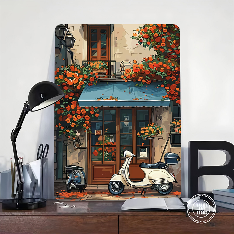Vintage Scooter Shop Poster Cu - Retro Gaming At Home reseña y precio