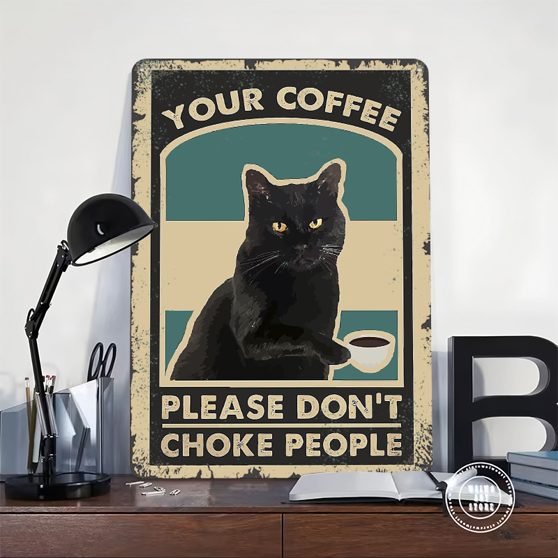 Black Cat Coffee Warning Print - Retro Gaming At Home reseña y precio