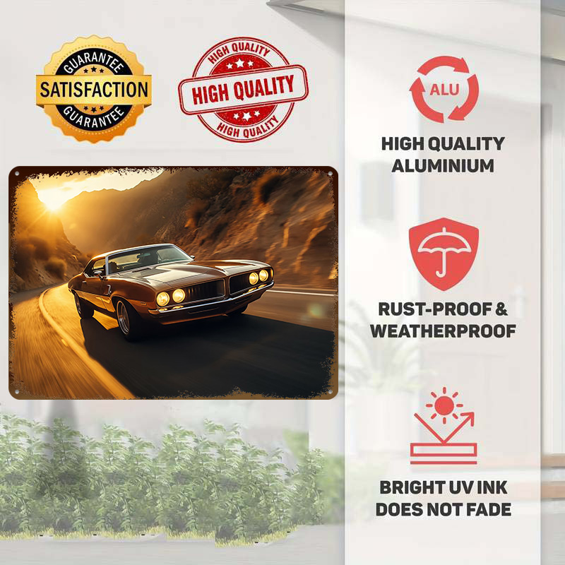 Classic Car At Sunset Tin Post - Retro Gaming At Home reseña y precio