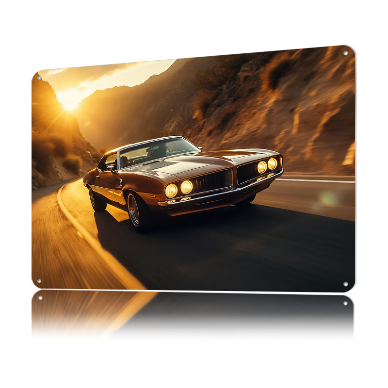 Classic Car At Sunset Tin Post - Retro Gaming At Home reseña y precio