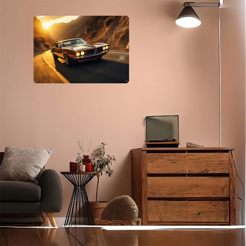 Classic Car At Sunset Tin Post - Retro Gaming At Home reseña y precio