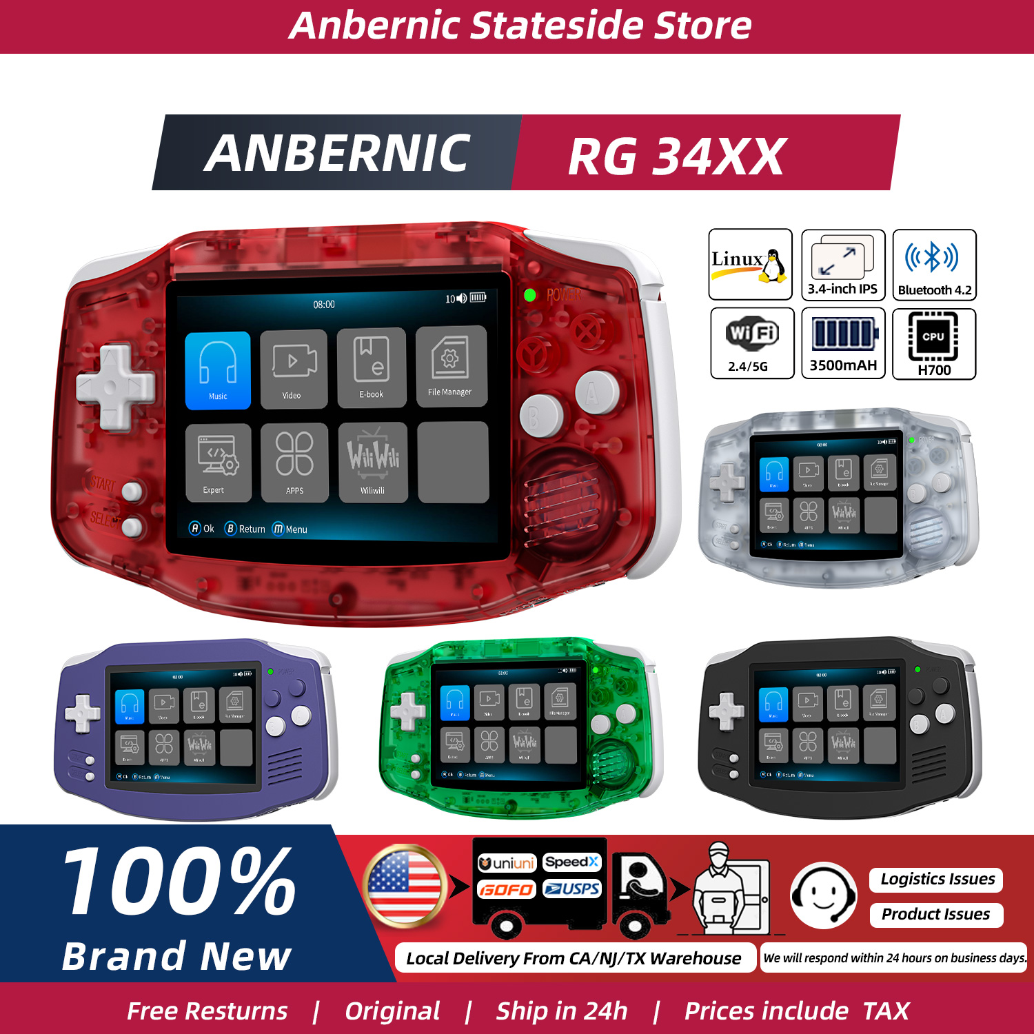 ANBERNIC RG34XX Retro Handheld - Retro Gaming Console Lego reseña y precio
