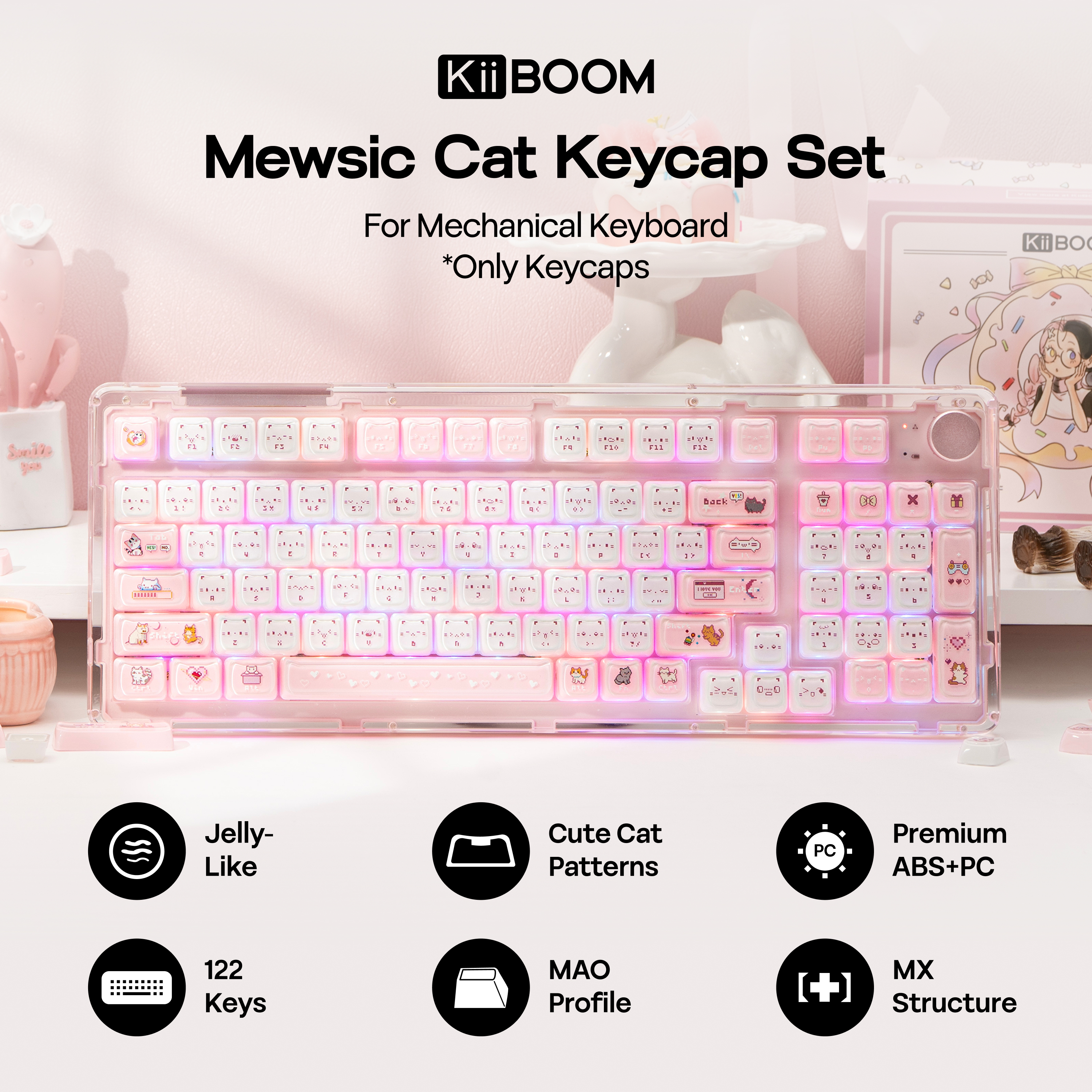 KiiBOOM Mewsic Jelly Keycap Se - Retro Gaming Keycaps reseña y precio