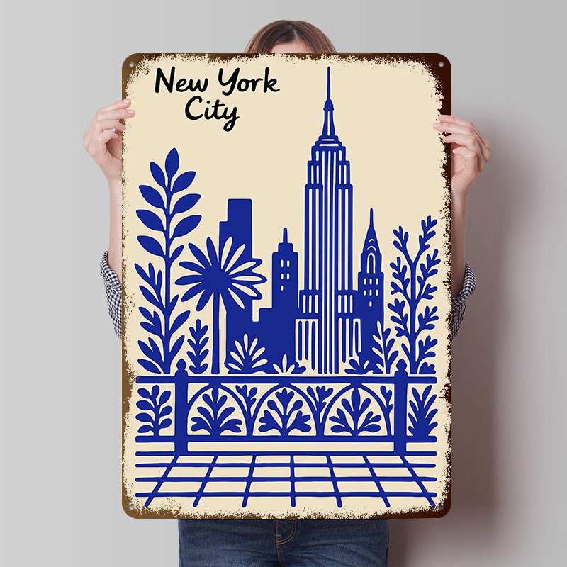 New York City Blue Poster Cust - Retro Gaming At Home reseña y precio